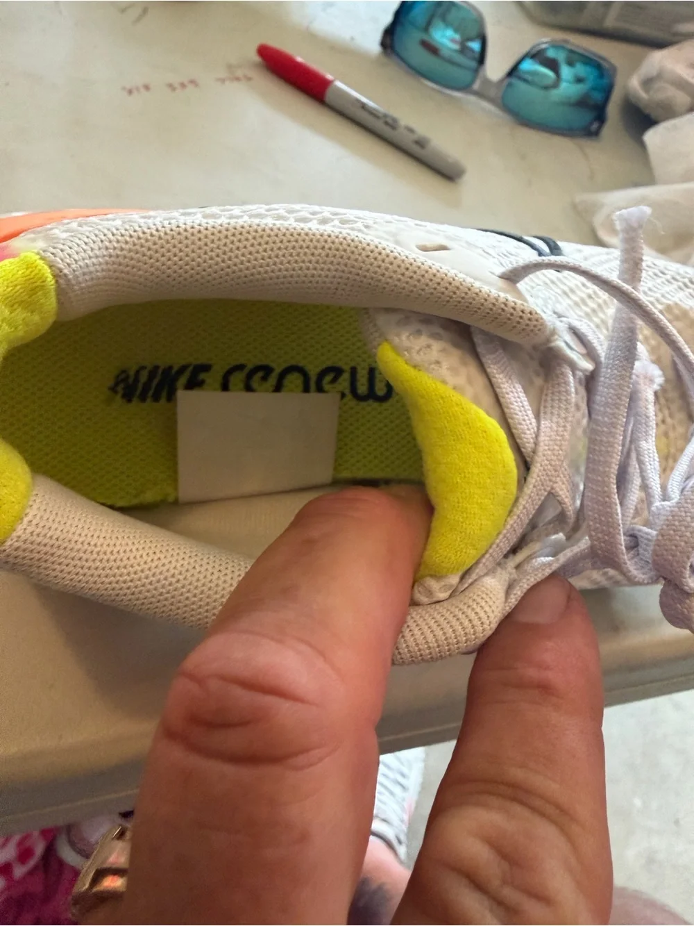 Nike women’s size 7 Renew Running Shoe pink orange yellow